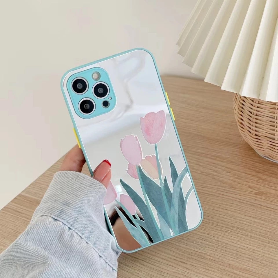 Mirror Phone Case With Tulip Flower For Iphone11pro