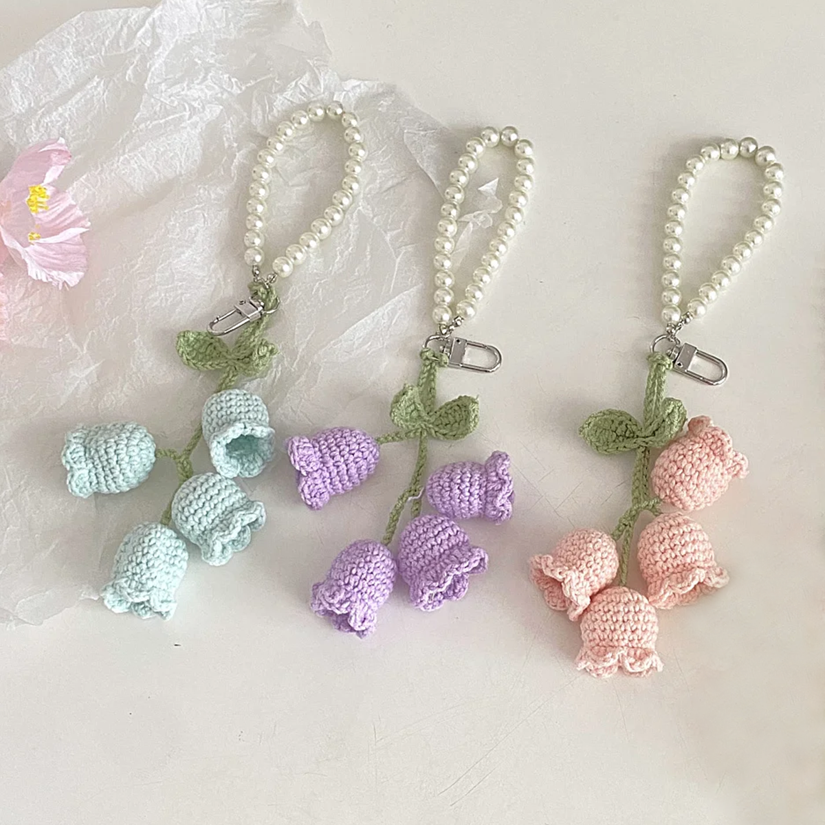 Crochet Lanling Flower String Keychain