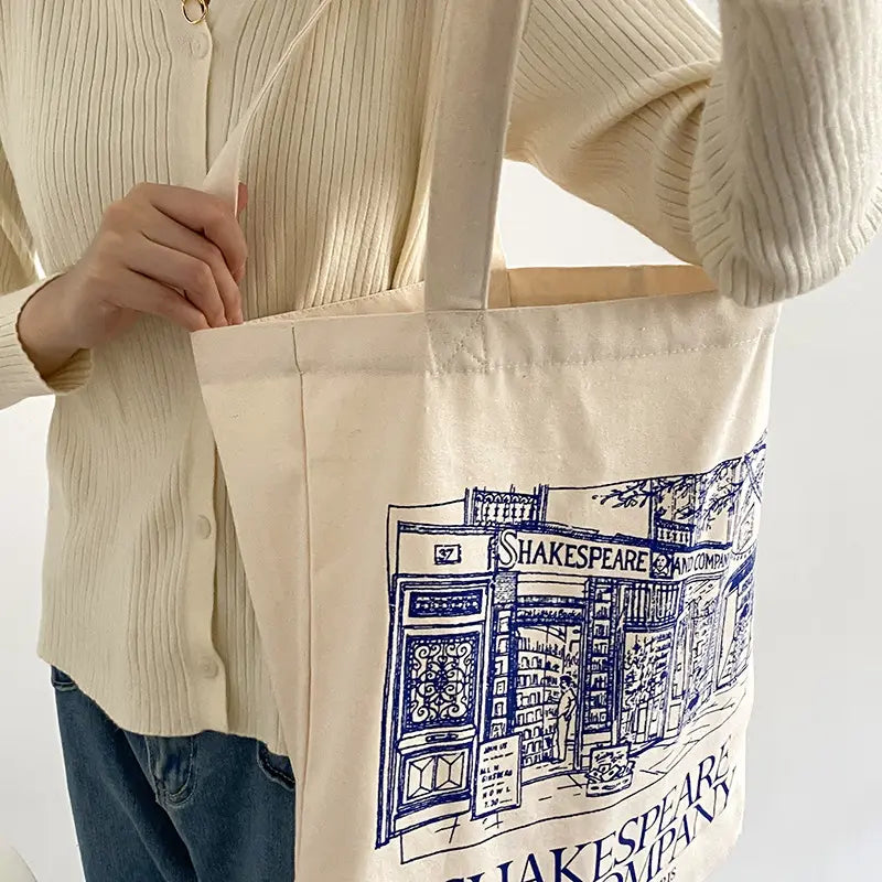 Booklover's Parisian Tote Bag
