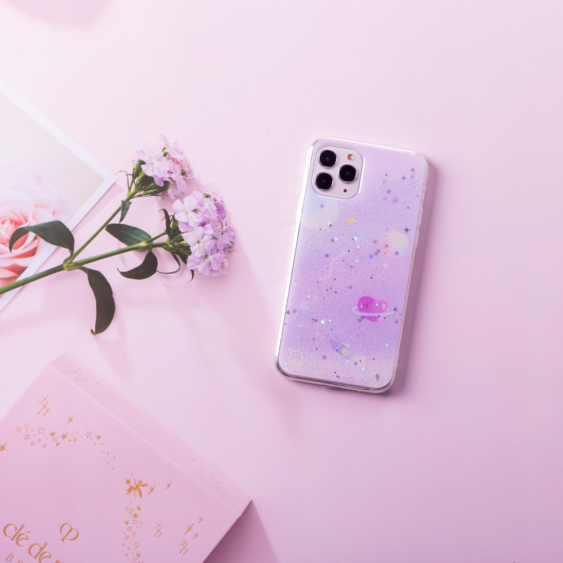 Lilac Heart And Glitter iPhone Case