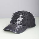 Black Classic Denim Ripped Relaxed Fit Cap