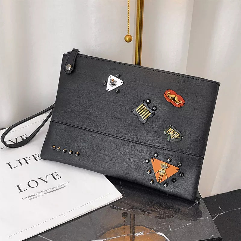 Damon Rivet Vintage Leather Clutch Bag | HK Exclusives