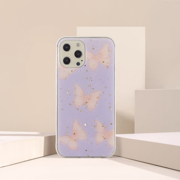 Aesthetic Glitter Lilac Butterfly iPhone Case
