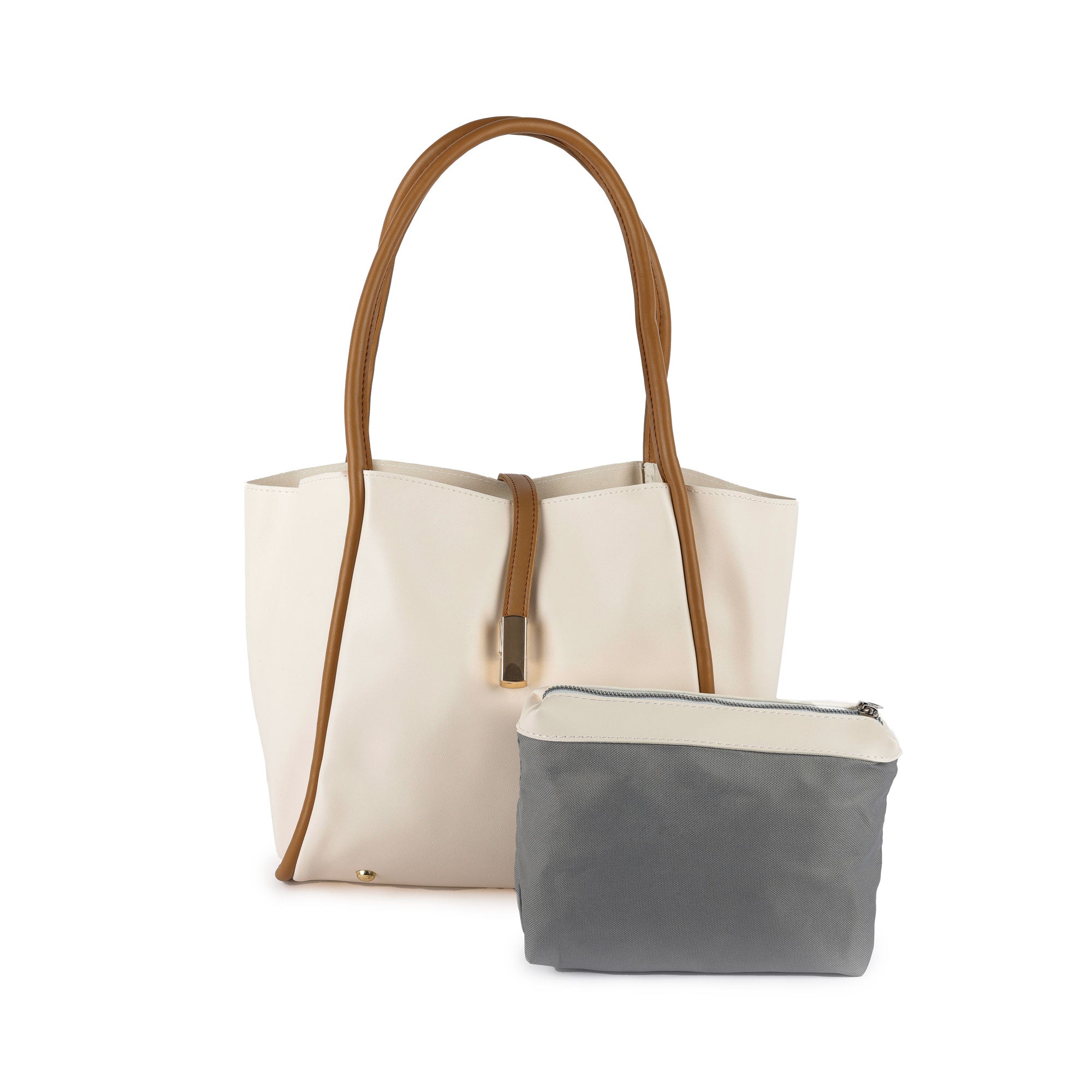 Duotone Vegan Leather Summer Handbag with Clutcher