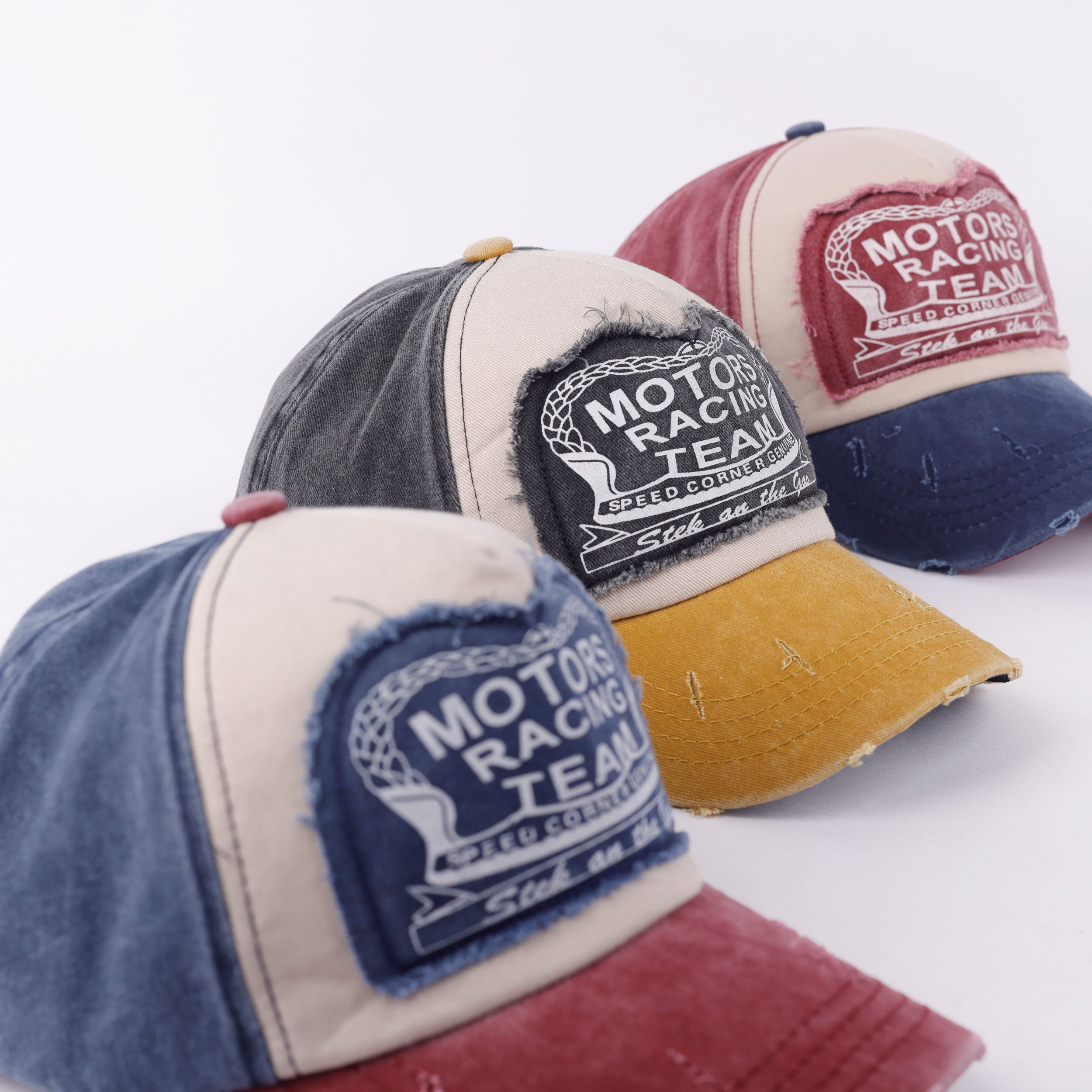Motor Racing Denim Cut Out Relaxed Fit Cap