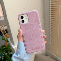 Card Holder Leather Textured iPhone Case