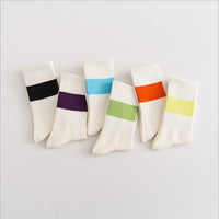 Solid Colour Stripe Knit Socks