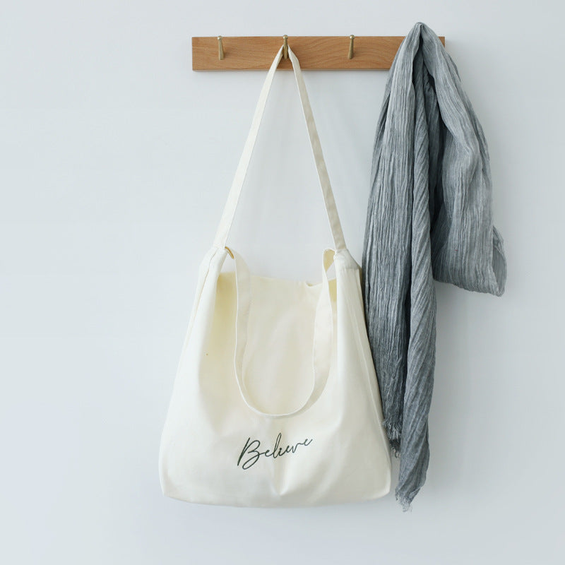 "Believe" Pastel Canvas Tote Bag