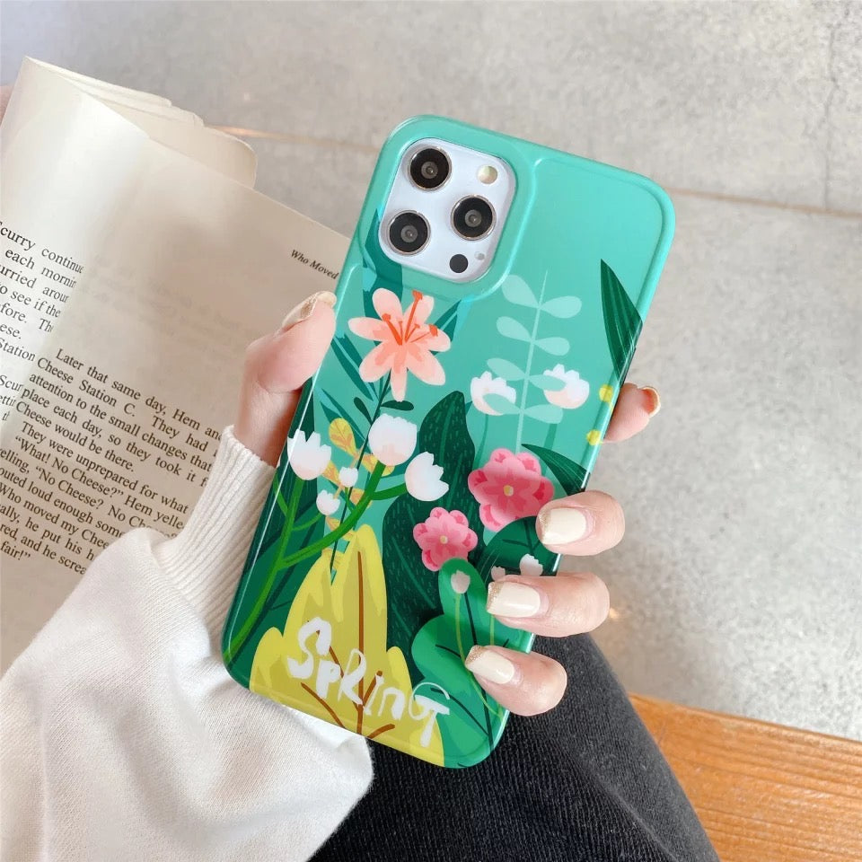 Teal Flowers iPhone Case