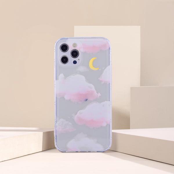 Pastel Cloud and Moon iPhone Case