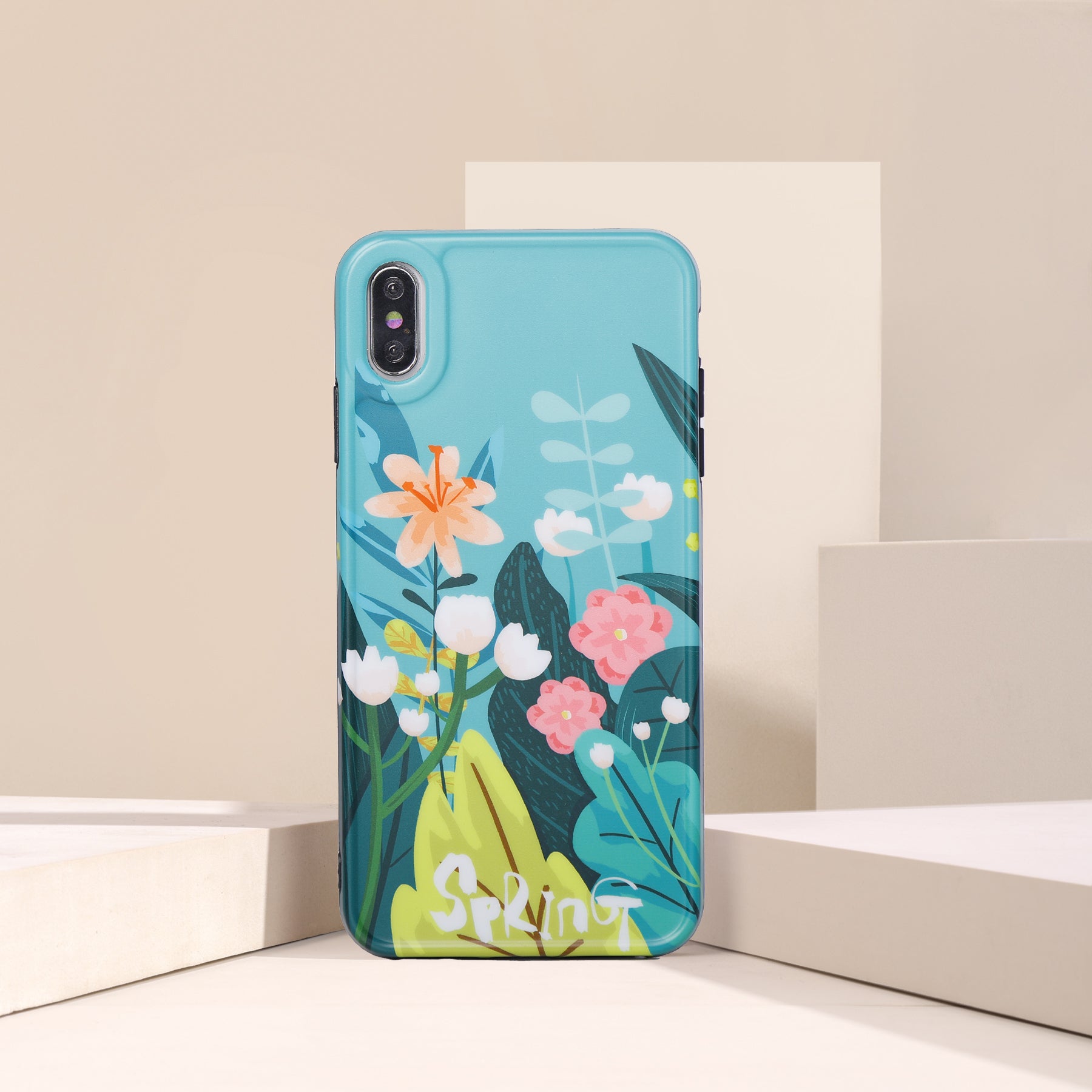 Teal Flowers iPhone Case
