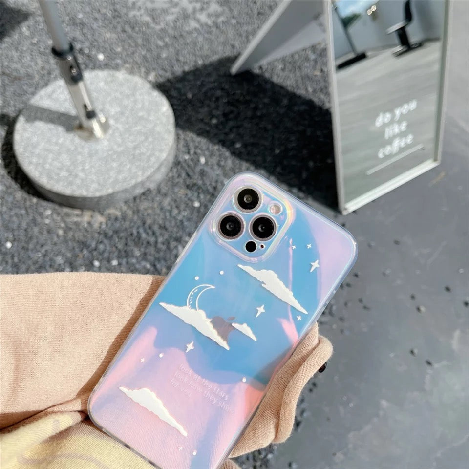 Holographic Dreamy Moon iPhone Case